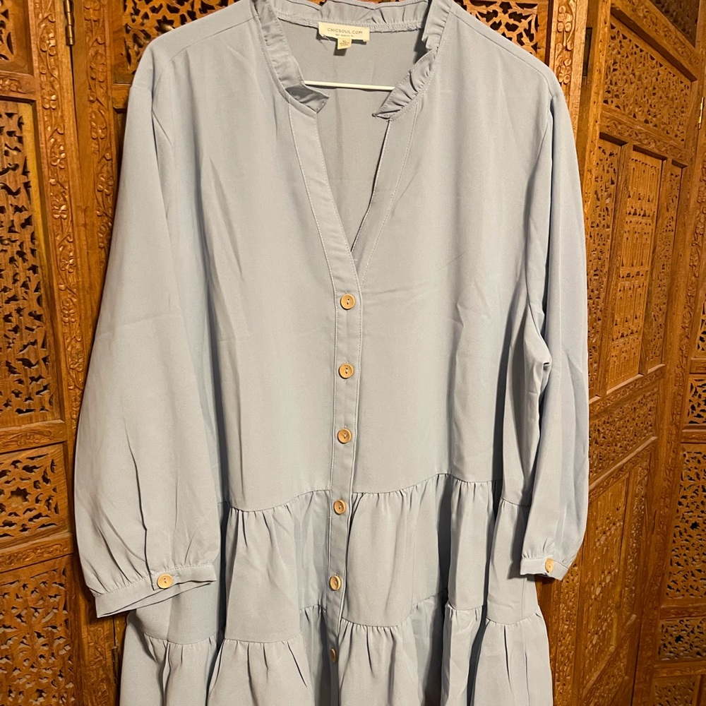 Light Blue Ruffle Tunic